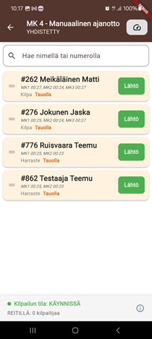 Kuljettaja tauolla tai valmis